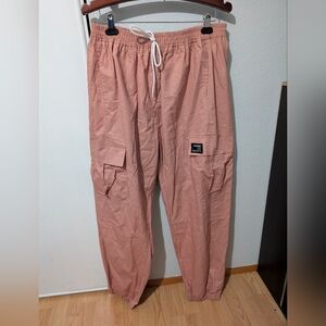 Sangtree Cargo Jogger Pants Women's Coral Pink Elastic Waist Size 3XL